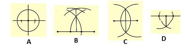 14) Which of the following correctly shows the markings for a perpendicular bisector-example-1