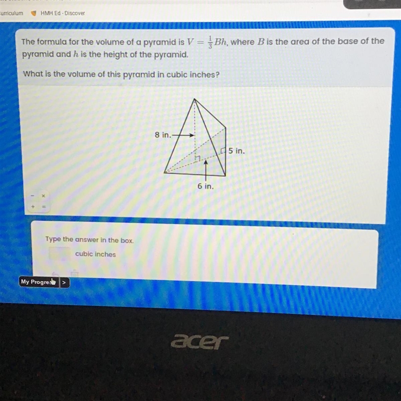 Please Answerrr! I need help ASAPP! The formula for the volume of a pyramid is V= 1/3 Bh-example-1