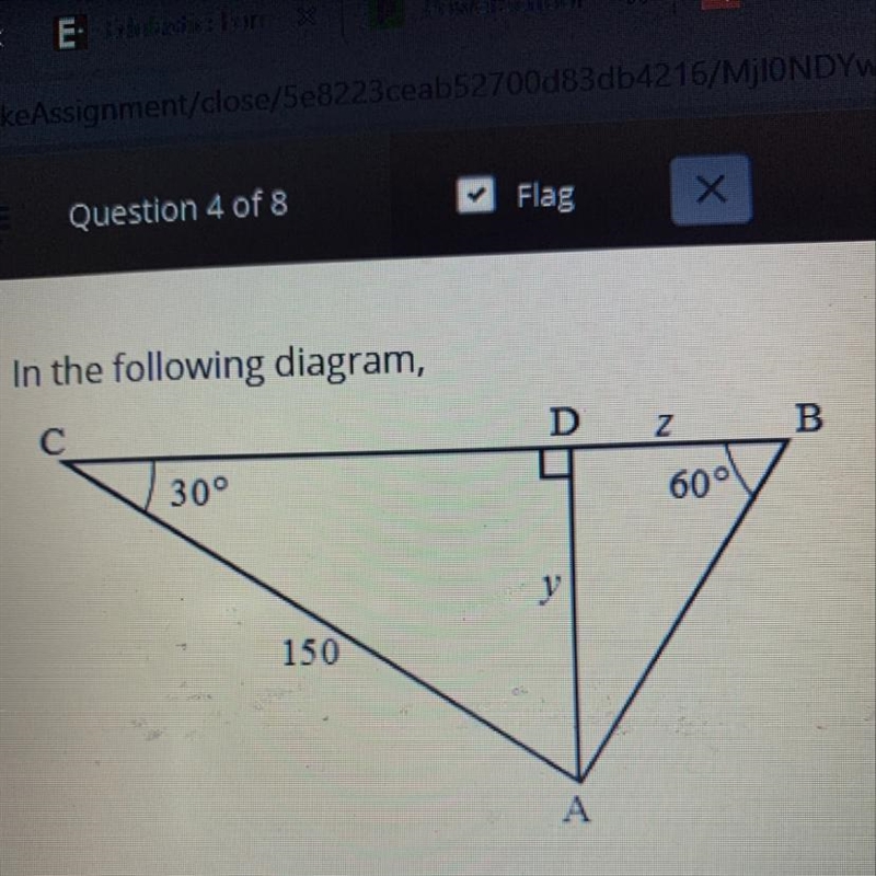 Value of y? And the value of z to the nearest tenth-example-1