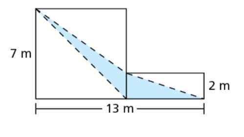 The figure is made up of a square and a rectangle. Find the area of the shaded region-example-1