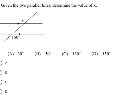 Given the two parallel lines determine the value of x-example-1