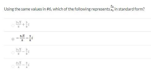 Given the equations, which of the following represents z1 * z2? Using the same values-example-2