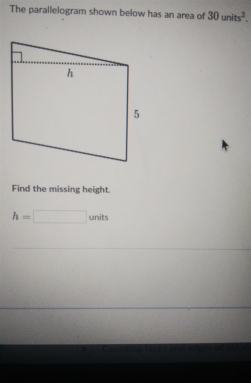 Find the missing height. units Plss help​-example-1