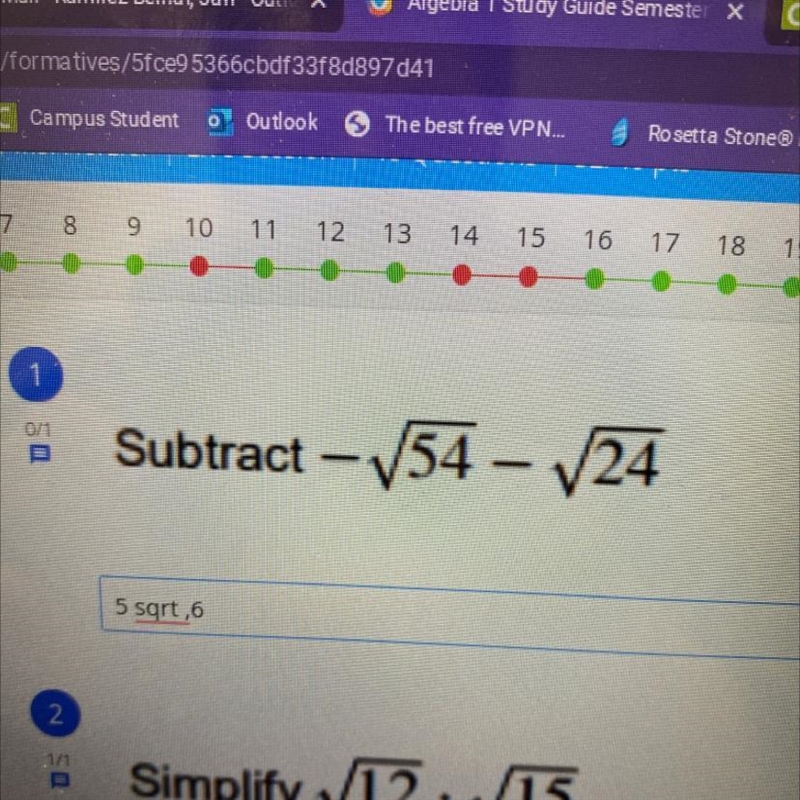 1 please I think it’s 5 square root 6 but it’s says it wrong-example-1