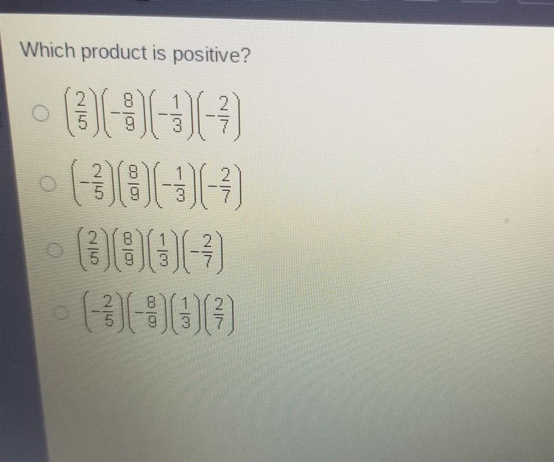 Which product is positive? ​-example-1