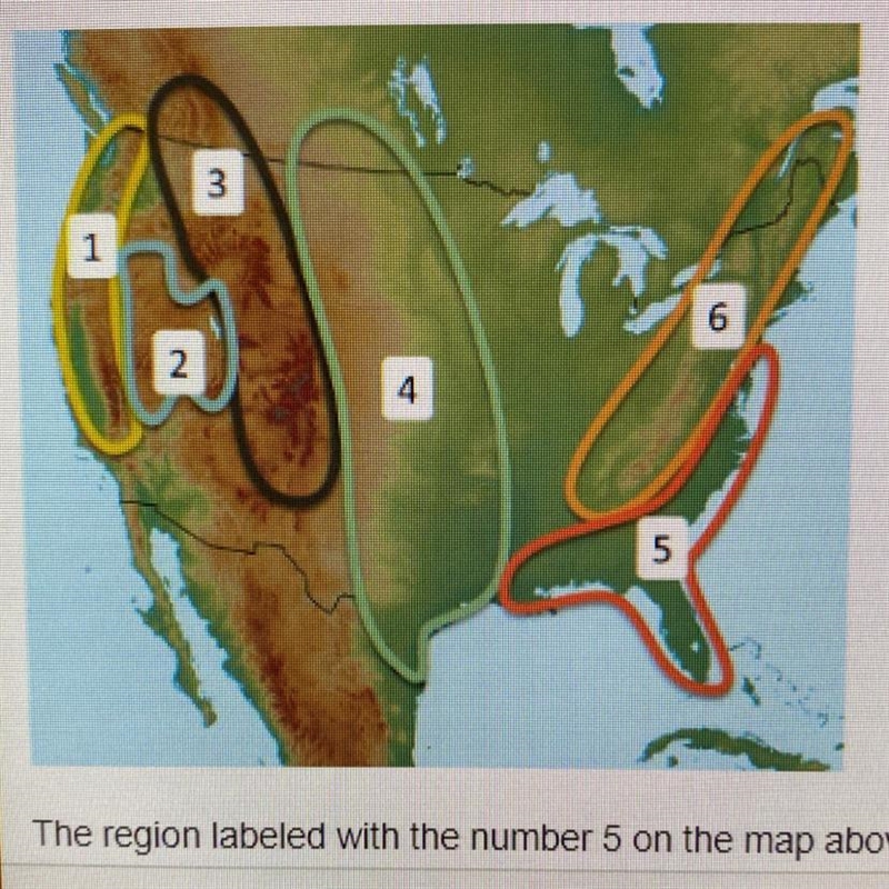 Analyze the map below and answer the question that follows. The region labeled with-example-1