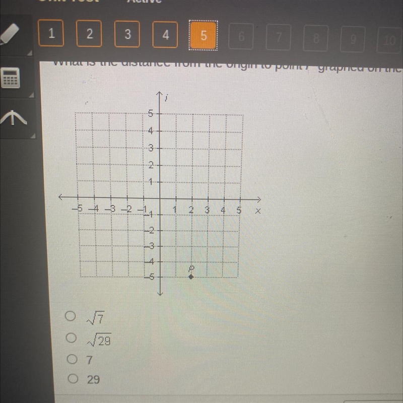 What is the distance from the origin to point P graphed on the complex plane below-example-1