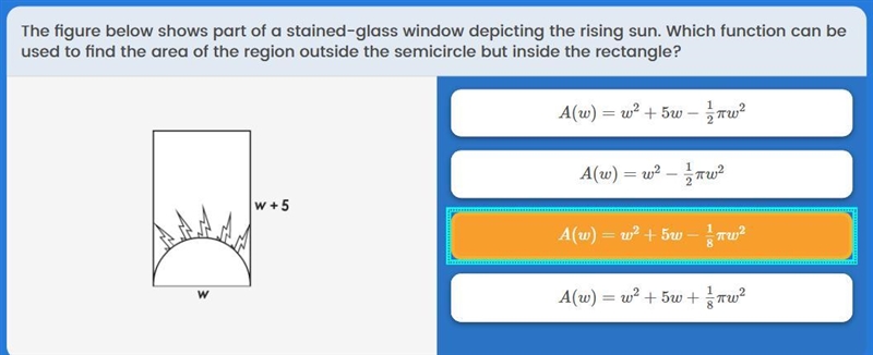 The figure below shows part of a stained-glass window depicting the rising sun. Which-example-1