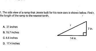 The side view The side view of a ramp that jessie built for his race cars is shown-example-1