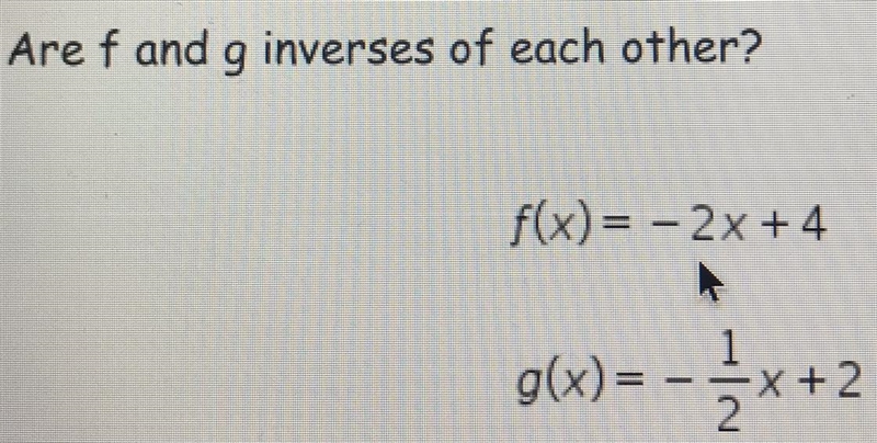 Are f and g inverses of each other?-example-1