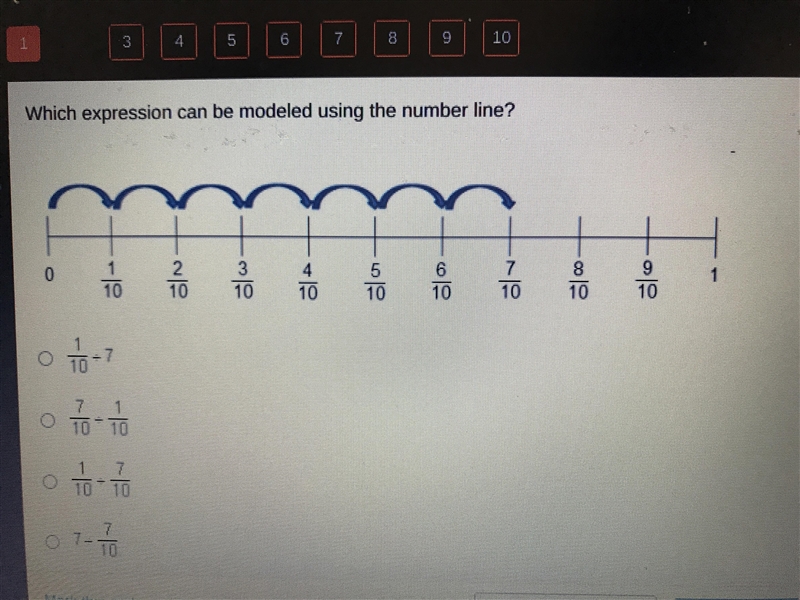 What expression can be modeled using the number line?-example-1