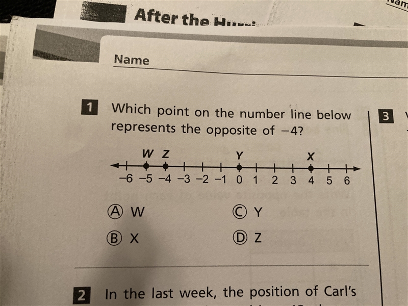 What point on the number line below represents the opposite of -4-example-1