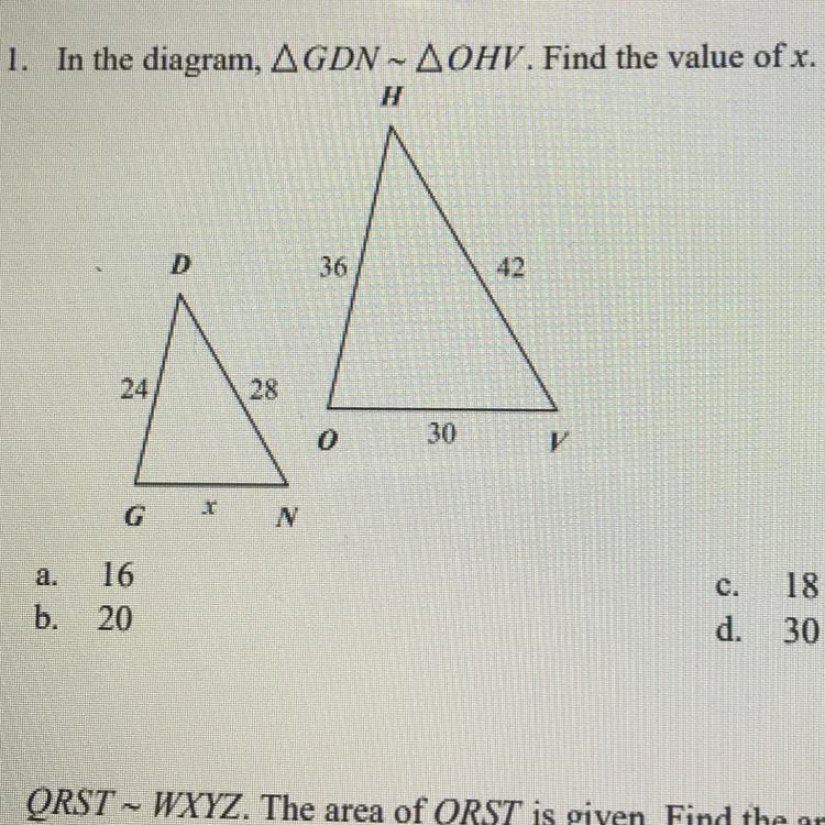 In the diagram, GDN - OHV. Find the value of x.-example-1