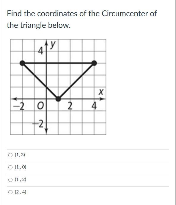 Find the coordinates of the Circumcenter of the triangle below.-example-1