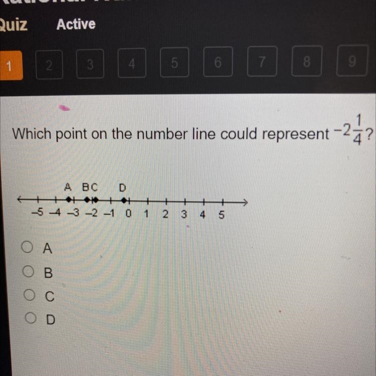 Withint on the number line would apresent -2 1/4 HELP MEEEE PLSSS-example-1