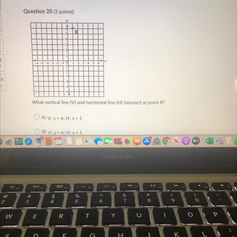 Question 20 (5 points) B 1 12 ✓ 4 15 7 18 ✓ 0 What vertical line (V) and horizontal-example-1