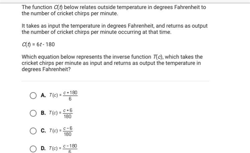 Which equation below represents the inverse function T(c)-example-1