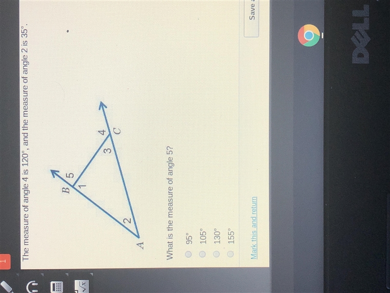 The measure of angle 4 is 120 degrees, and the measure of angle 2 is 35 degrees. What-example-1