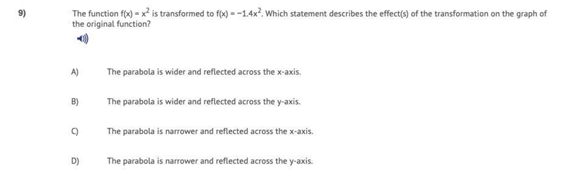 The function f(x) = x2 is transformed to f(x) = −1.4x2. Which statement describes-example-1