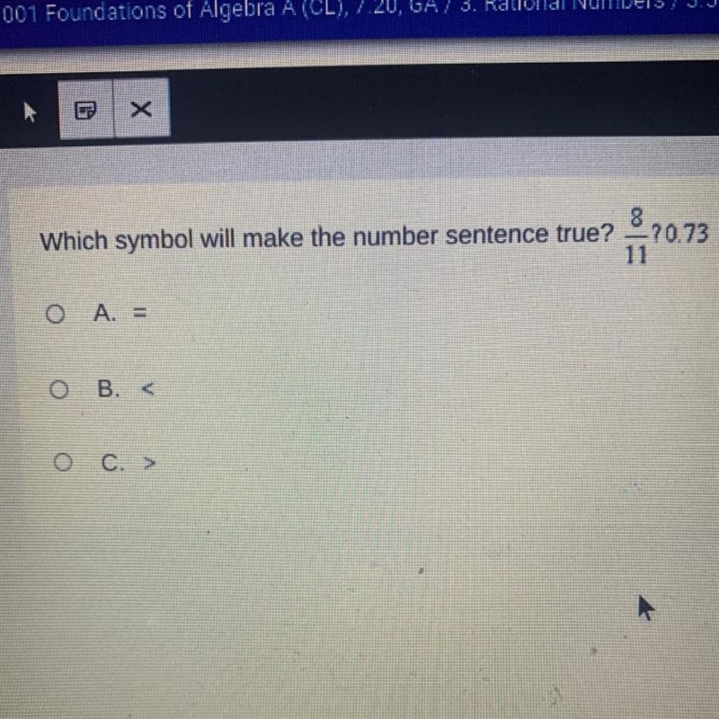 Which symbol will make the number sentence true?-example-1