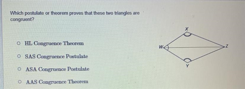 Which postulate or theorem proves that these two triangles are congruent? HL Congruence-example-1