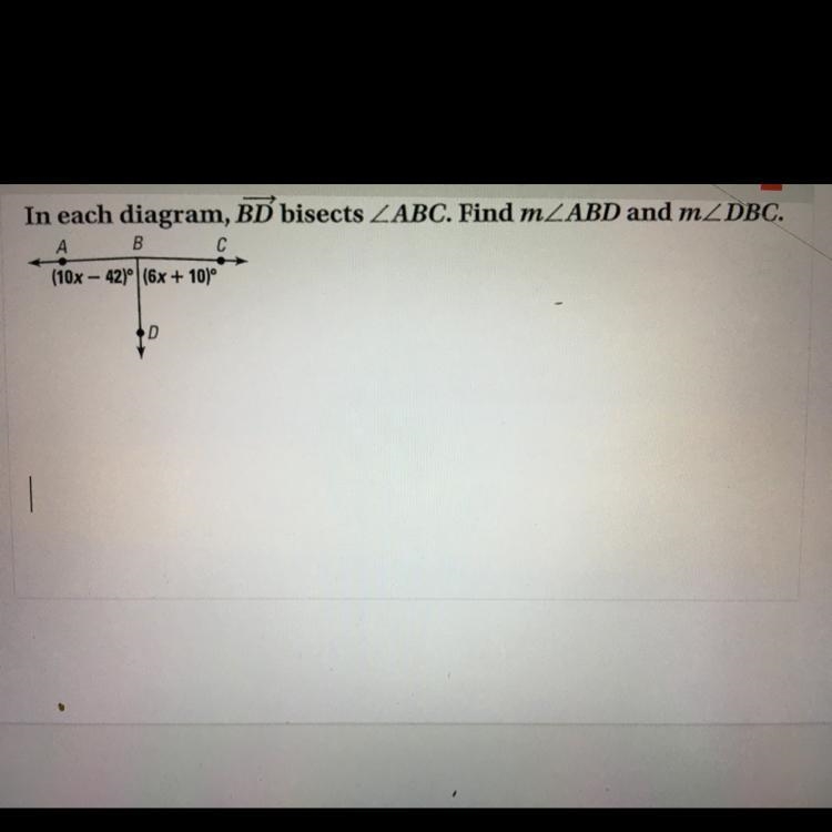 In each diagram, BD bisects (10x - 42)° (6x + 10)°-example-1