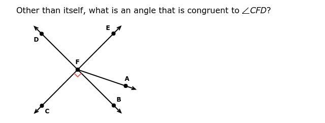 Other than itself, what is an angle that is congruent to ∠CFD?-example-1