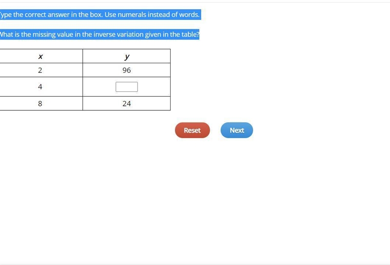 Type the correct answer in the box. Use numerals instead of words. What is the missing-example-1