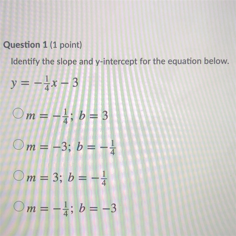 Identify the slope and y-intercept for the equation-example-1