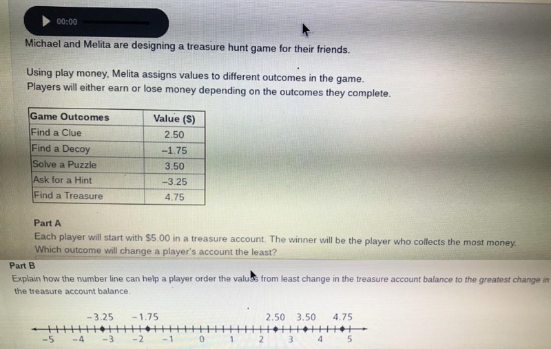 Explain how the number line can help a player order the values from least change in-example-1