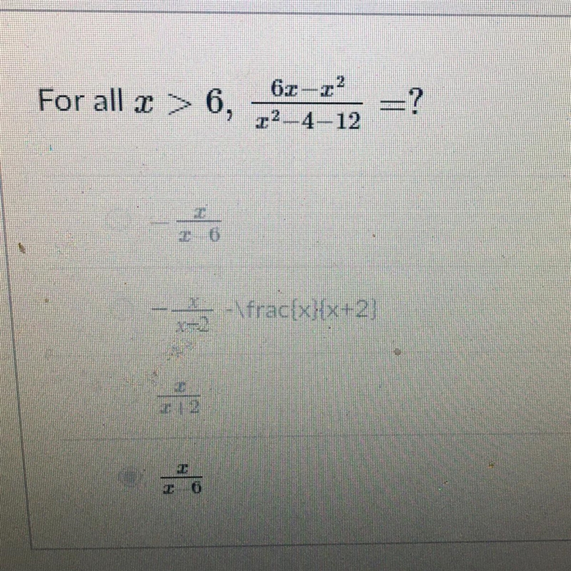 Can anyone help me with this the last answer choice is wrong-example-1