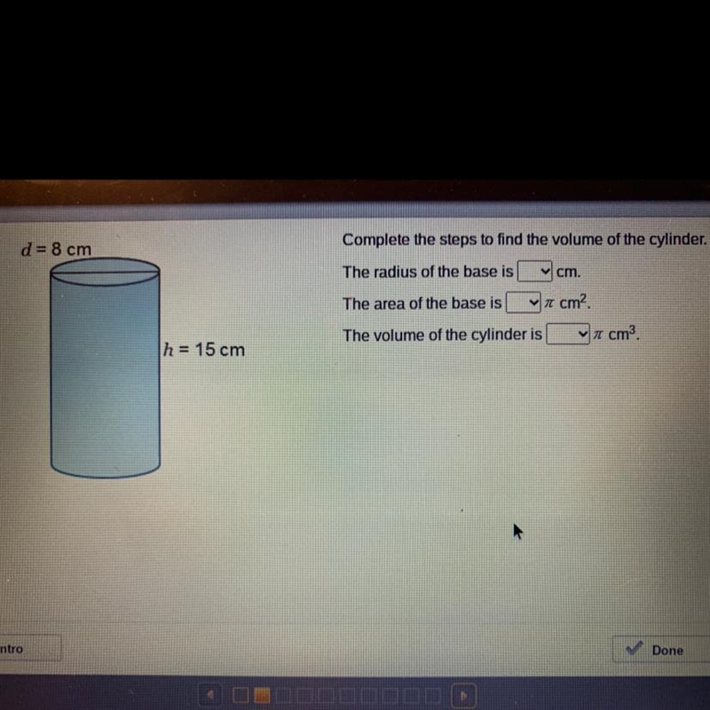 D = 8 cm Com BEH Ther The a The v h = 15 cm-example-1