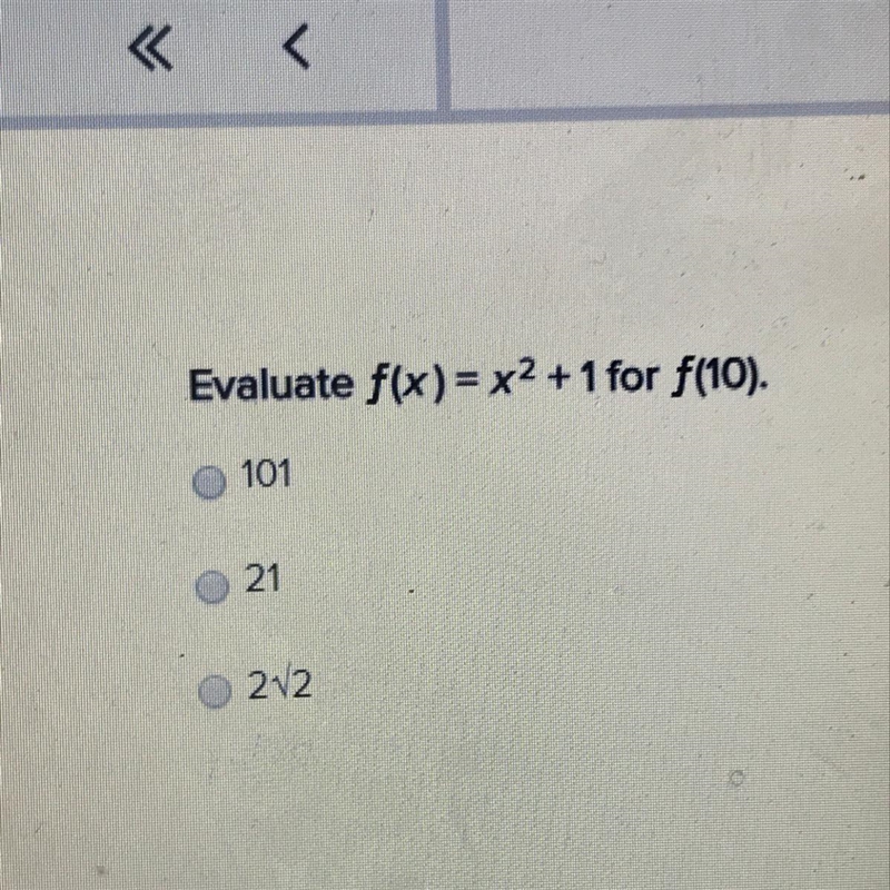 Evaluate f(x) = x2 + 1 for f(10).-example-1