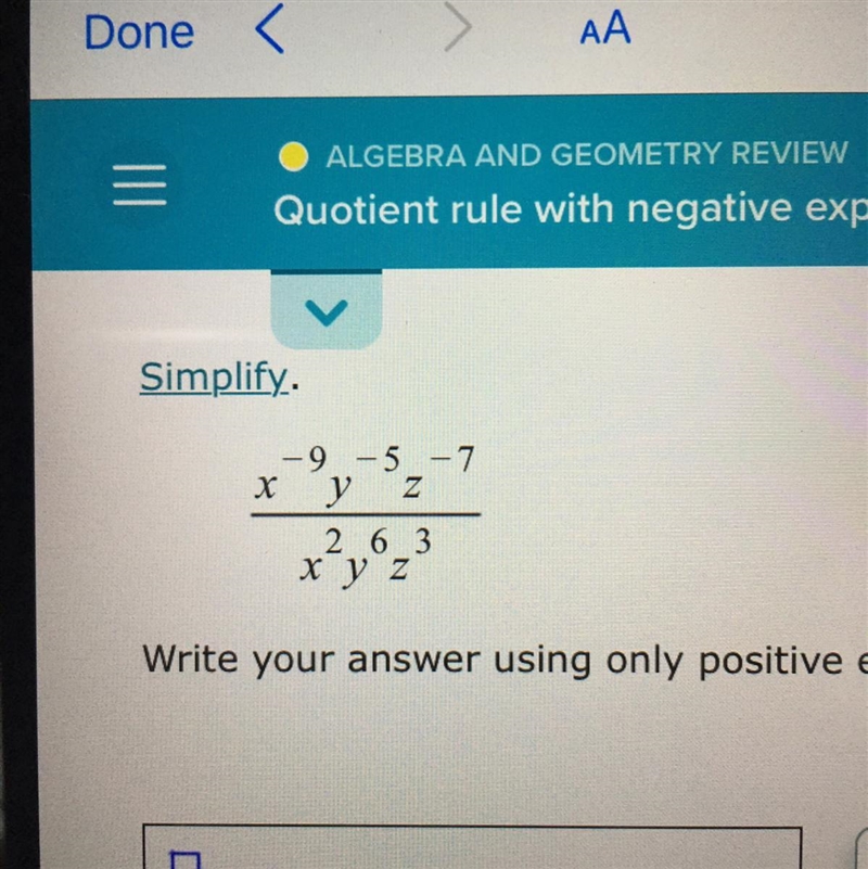 Simplify. -9 -5 -7 х Y Z 2 6 3 X Y Z-example-1