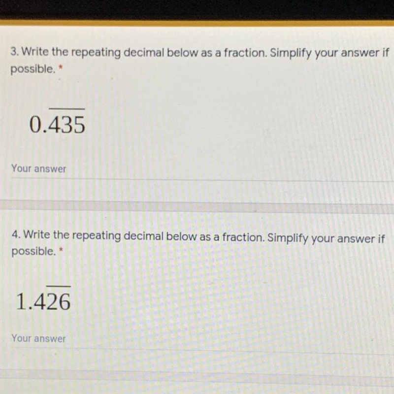 Help Please???? Question is above, it has to do with repeating decimal converting-example-1