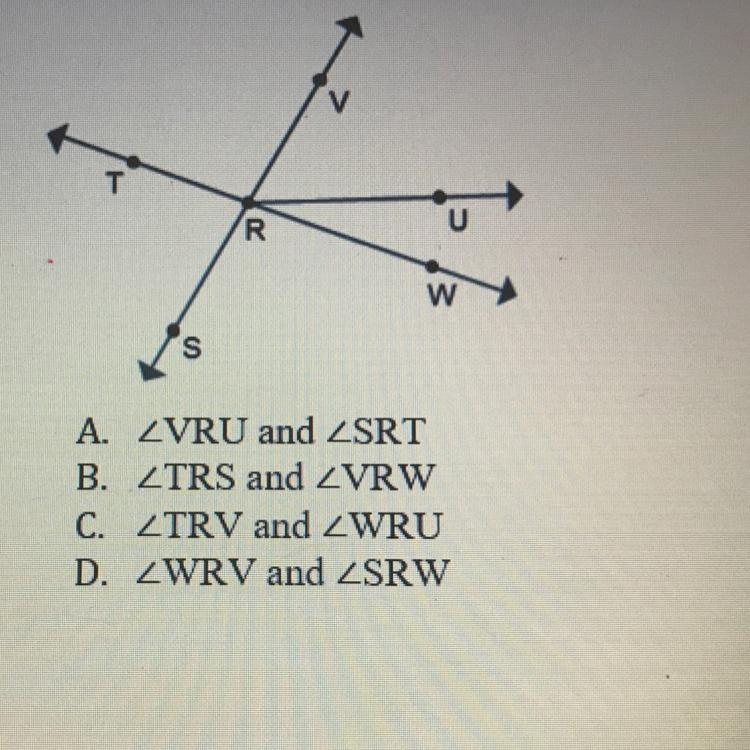 Which is a vertical pair of angles?-example-1