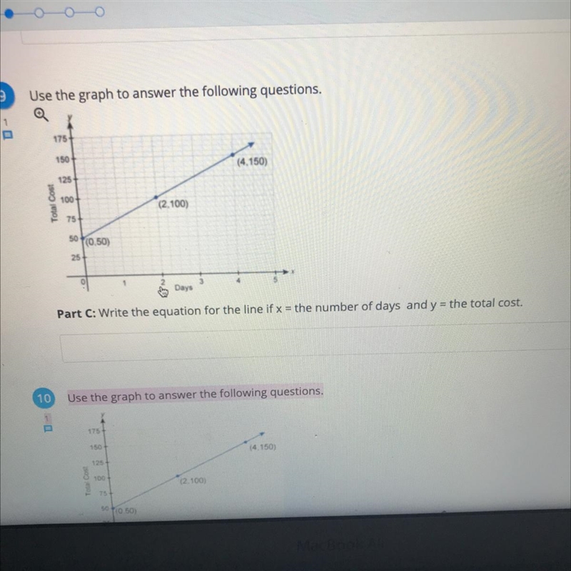 9 Use the graph to answer the following questions. D 175 150 (4.150) 125 Total Cost-example-1