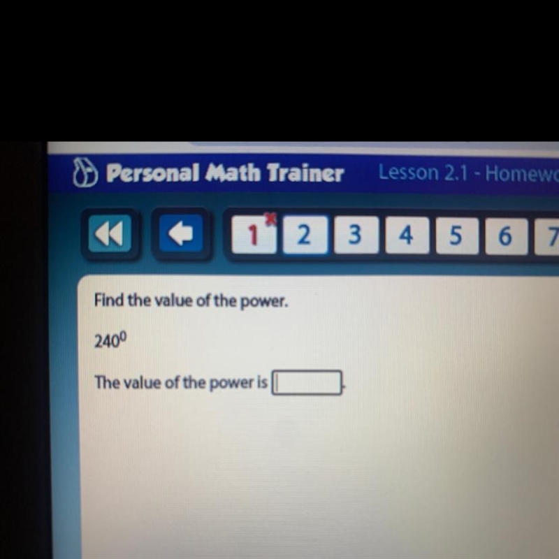 Find the value of the power. 2400 The value of the power is-example-1