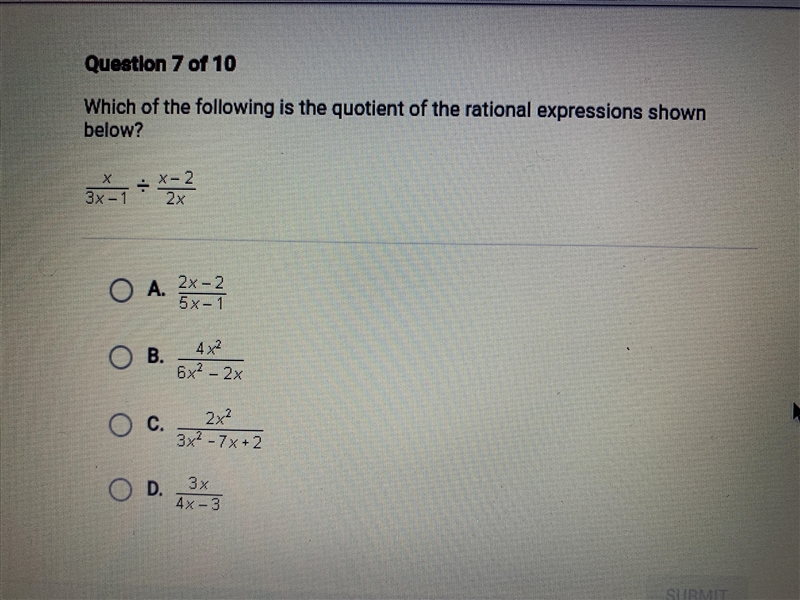 URGENT!! The quotient of the rational expressions-example-1