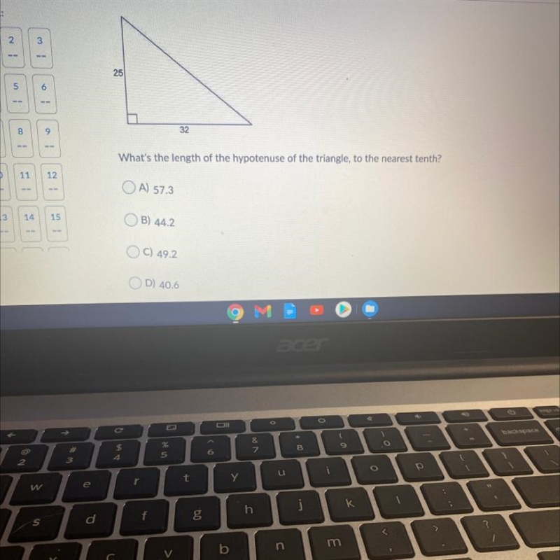 What's the length of the hypotenuse of the triangle to the nearest tenth￼-example-1