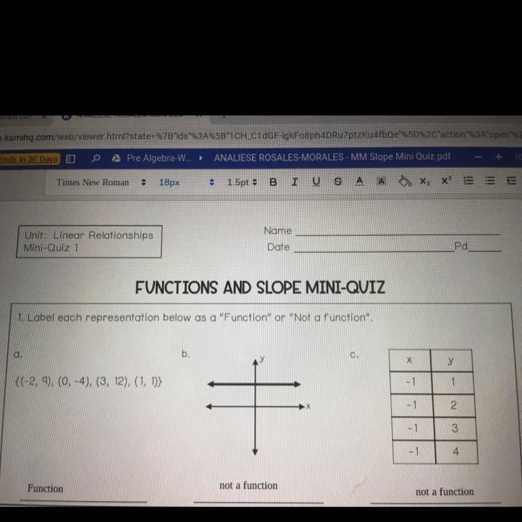 1. Label each representation below as a "Function" or "Not a function-example-1