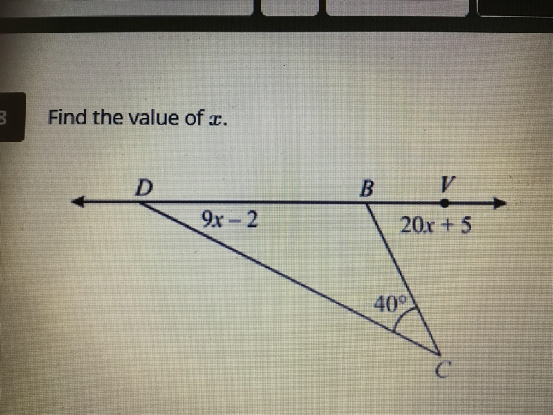 Find the value of x. The answer choices are: 5, 7, 3, 11, 9-example-1