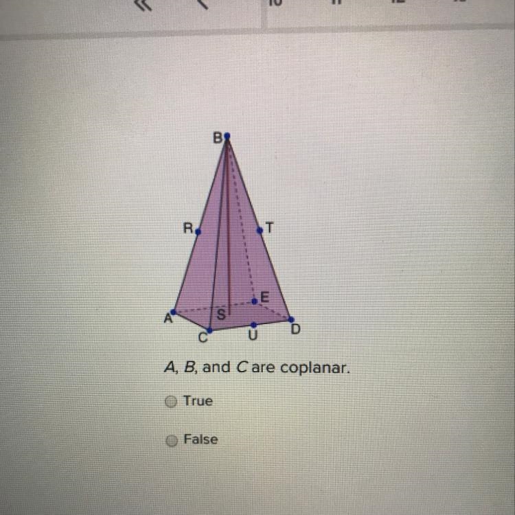 A, B, and Care coplanar. True False-example-1