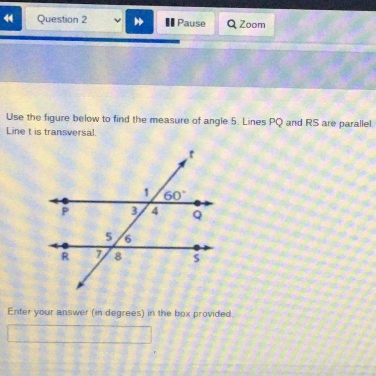 URGENT!!!! PLS HELP Use the figure to find the measure of angle 5-example-1