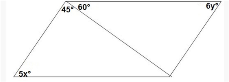 In the parallelogram below, solve for x and y. (Give your answer as a decimal, when-example-1