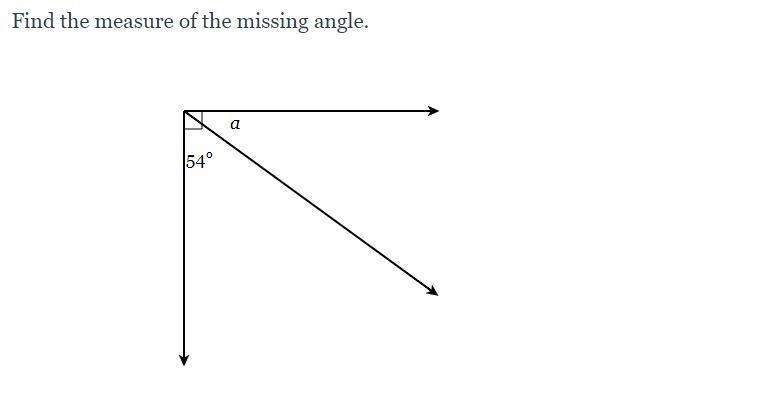 Find the measure of the missing angle.-example-1