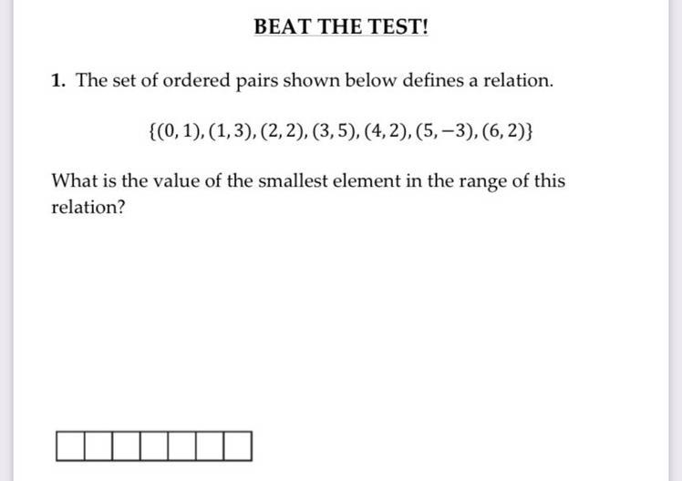 What is the value of the smallest element in the range of this relation?-example-1