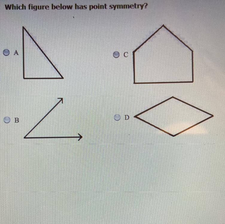 Which figure below has point symmetry-example-1