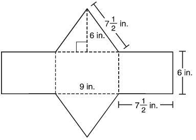 The net of a triangular prism is shown. What is the surface area, in square inches-example-1