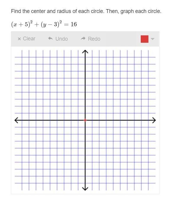 (20 POINTS) Find the center and radius of each circle. Then, graph each circle.-example-1